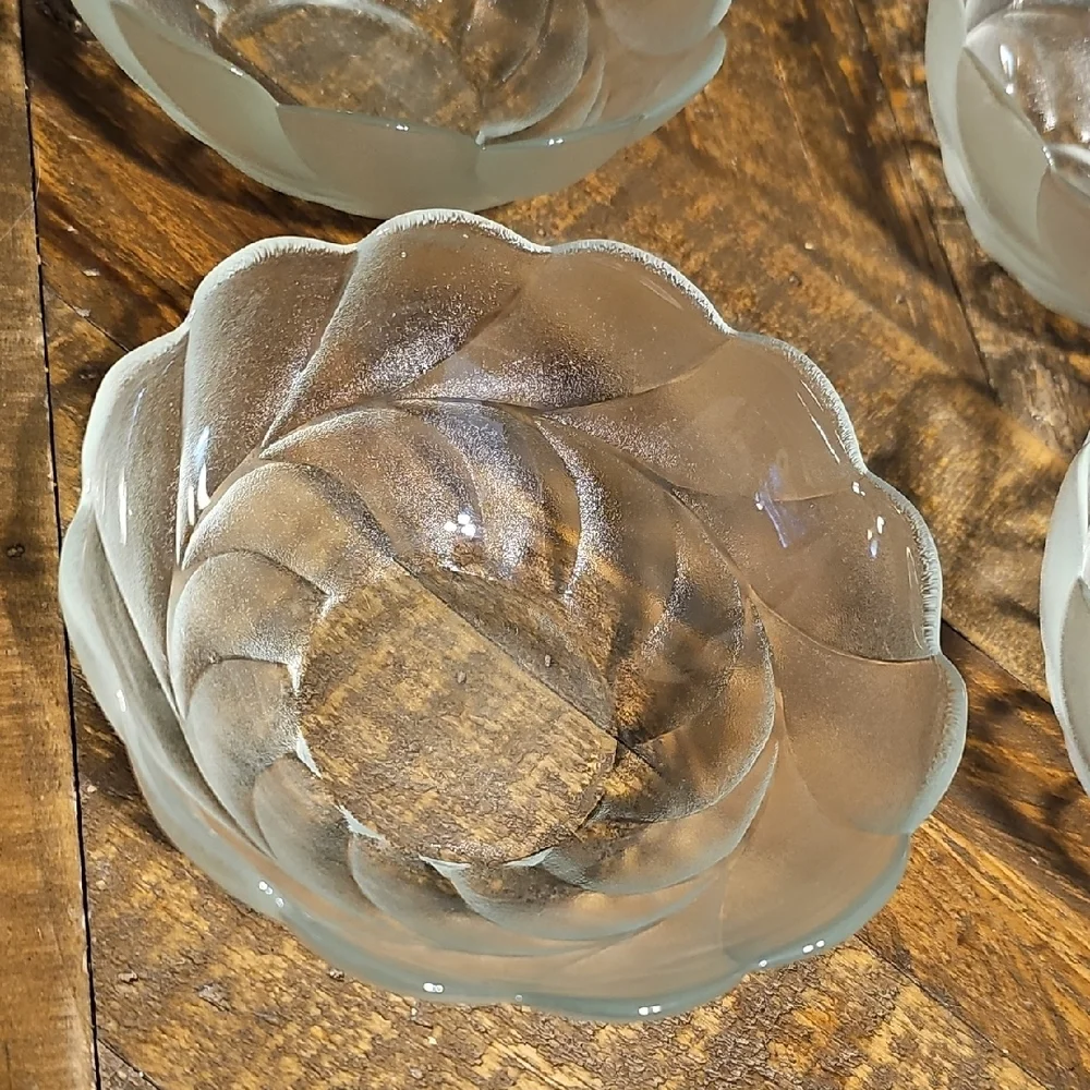 Elegant Frosted Glass Bowl Set - 6 Total